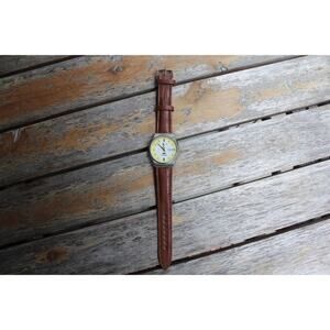 Vintage 1981 Citizen Automatic Mens Silver Watch W/daydate & Yellow accents